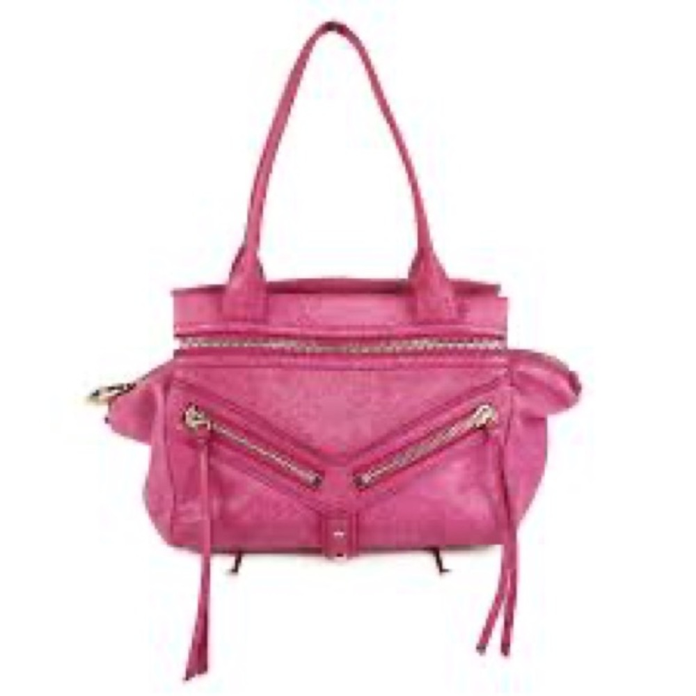 BOTKIER PINK LEATHER TRIGGER ZIP SATCHEL